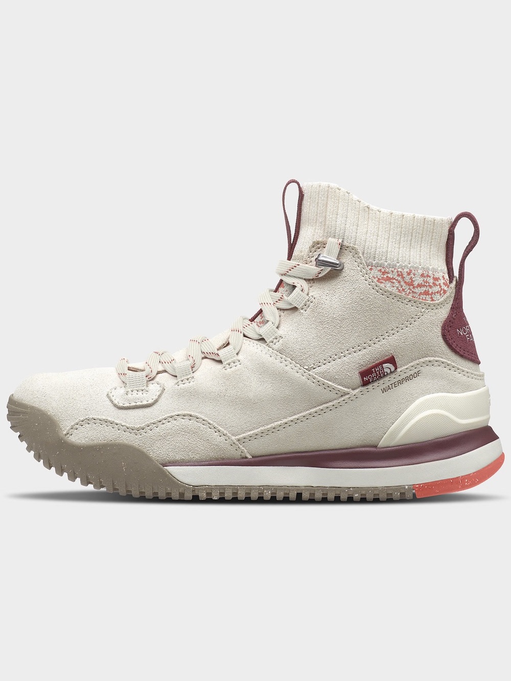 The North Face Women's Cream and Maroon Lace-Up Waterproof Boots